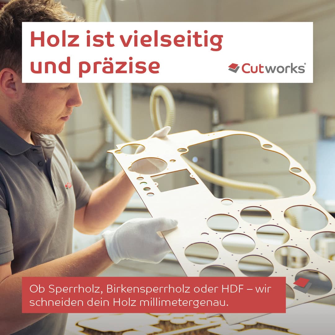 Präziser Zuschnitt von Birkensperrholz für den Modellbau bei Cutworks